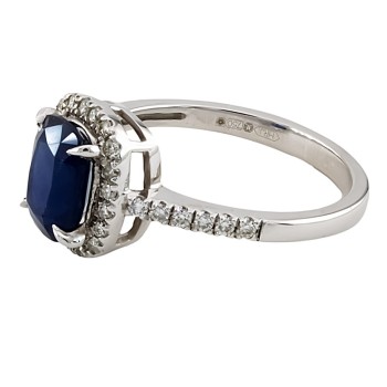 18ct white gold Sapphire/Diamond Cluster Ring size L